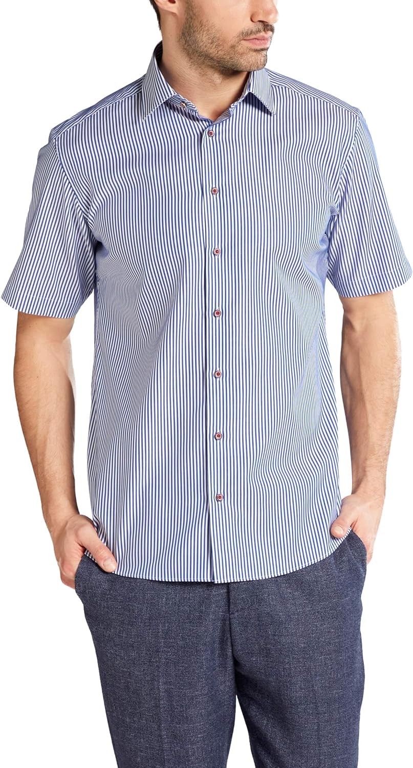 eterna Kurzarm Hemd Modern Fit Twill gestreift