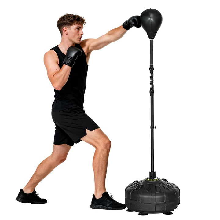 SPORTNOW Punchingball, 145-180 cm höhenverstellbarer Standbox-Trainer Boxsack mit Saugnapf, Kunstled