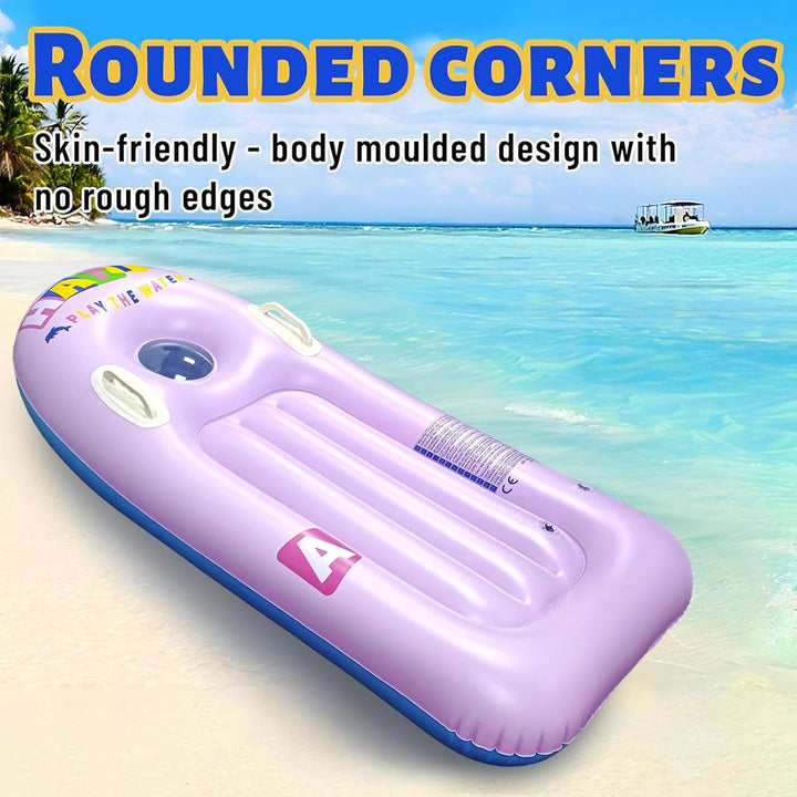 Schwimmbrett Bodyboard Aufblasbar, dellyy 110 x 48cm Surfbrett Bodyboard mit Griffen, Schwimmhilfe A