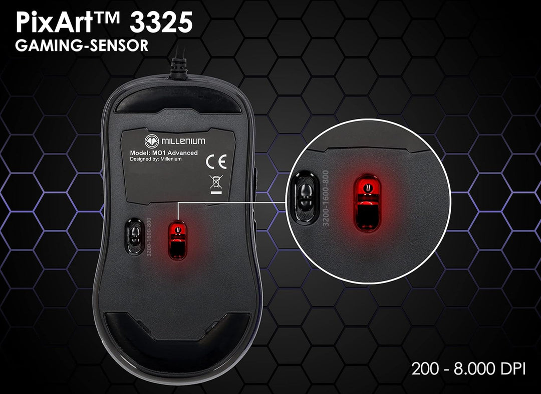 MILLENIUM Gaming Maus in Schwarz mit RGB LED - High Performance USB Gaming Mouse für Hobby-Gamer und