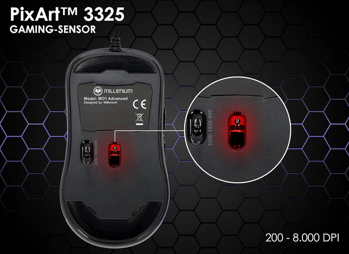 MILLENIUM Gaming Maus in Schwarz mit RGB LED - High Performance USB Gaming Mouse für Hobby-Gamer und