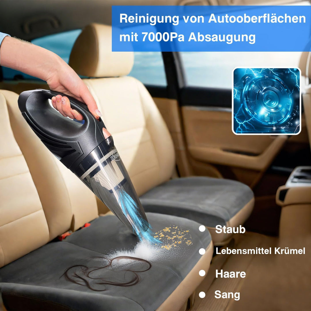 Handstaubsauger für Auto mit HEPA & waschbarem Filter, 4,9m Kabel, 106W – Tragbarer 12V Staubsauger