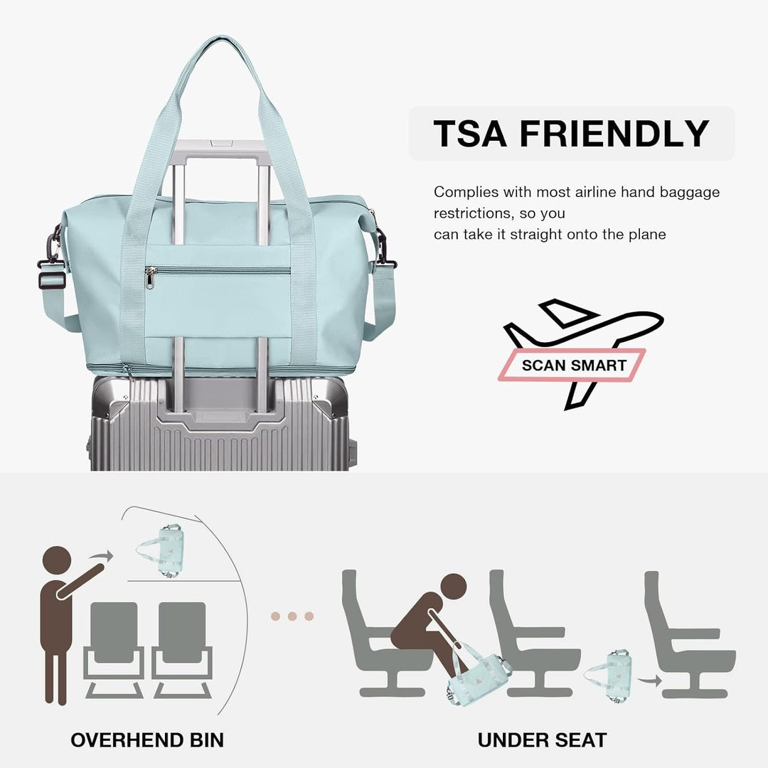 Reisetasche Damen Sporttasche mit Kulturbeutel 40x20x25 Ryanair Handgepäck Tasche Weekender Bag Schw