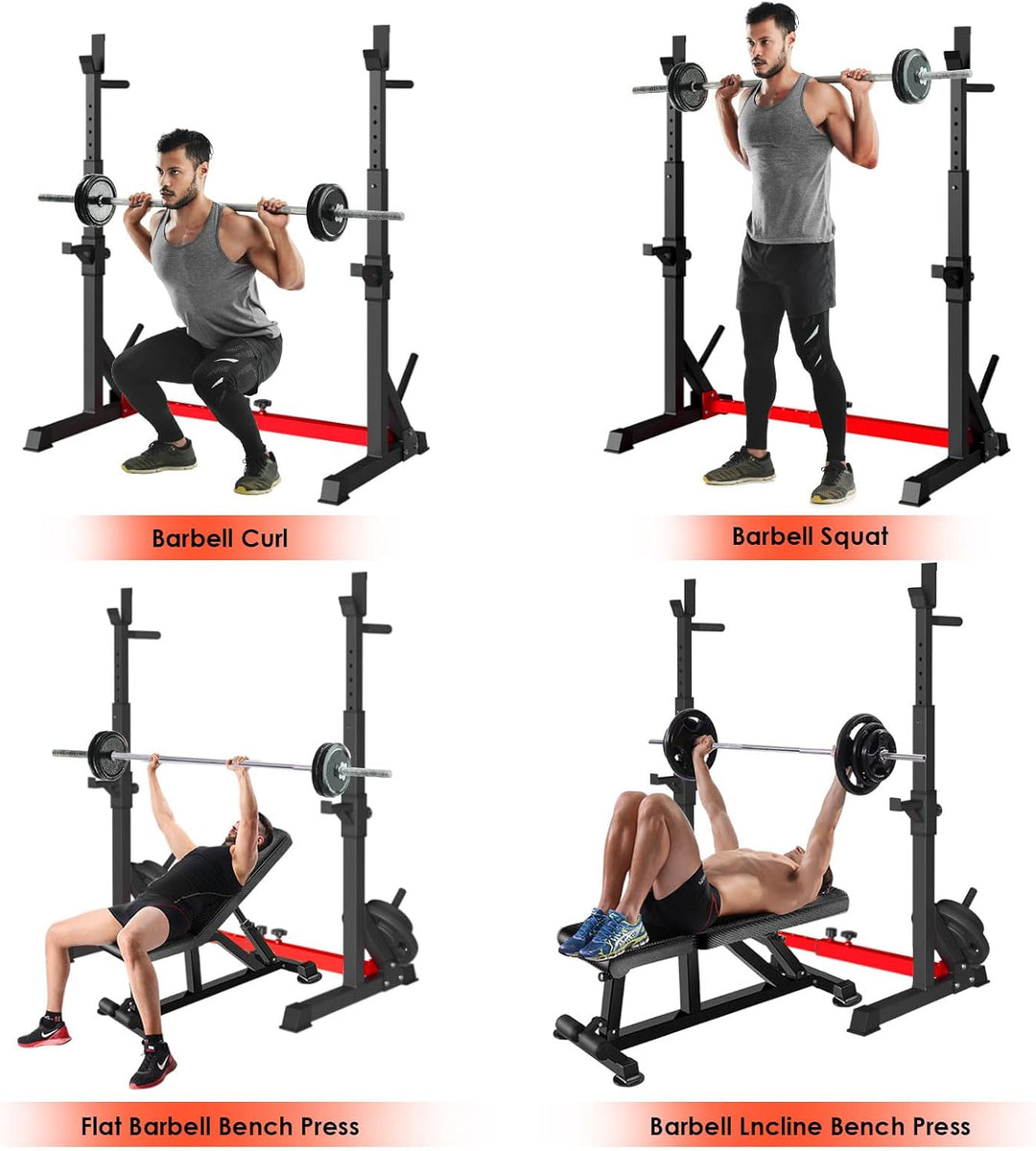 LIFERUN Squat Rack Hantelständer, Kniebeugenständer, verstellbare Langhantelablage höhenverstellbar,
