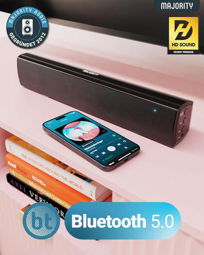 MAJORITY Bowfell | Bluetooth Soundbar für TV Geräte | 50W 2.0 Stereo Lautsprecher für Fernseher oder