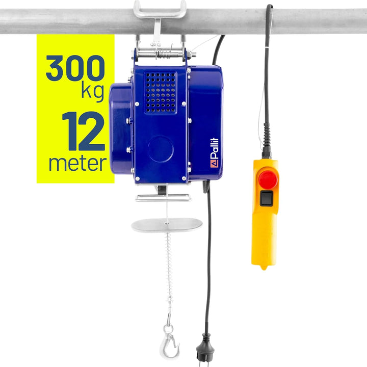 Pallit elektrische Seilwinde MOBILE | 150/300 kg | 12 m Stahlseil | inkl Kabelfernbedieung mit 1,5 m