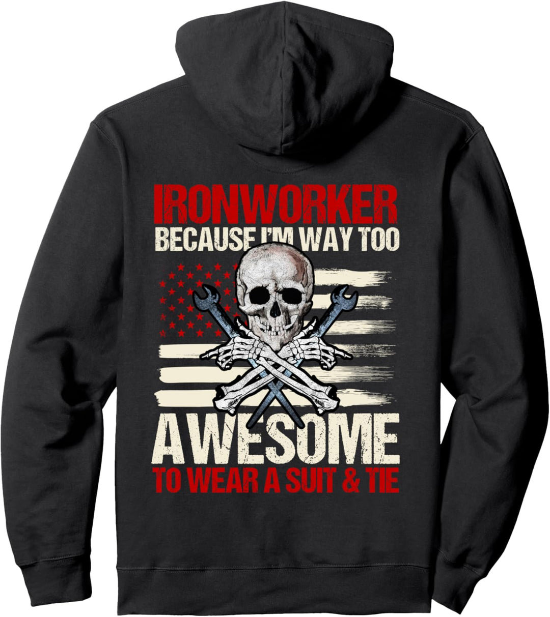 Ironworker Design auf der Rückseite der Kleidung Pullover Hoodie