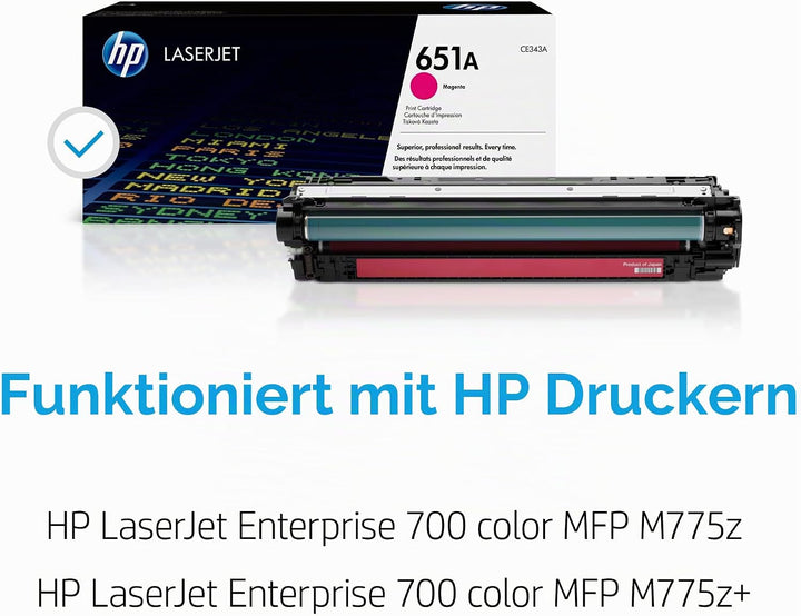 HP 651A (CE343A) Rot Original Toner für HP Laserjet Enterprise M775 Magenta, Magenta