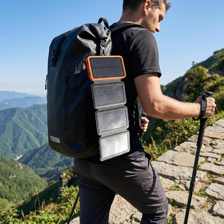 Solar Powerbank 26800mAh, Solar Ladegerät mit 2 USB-A Ausgang & 1 USB-C Eingang, Outdoor Wasserfeste