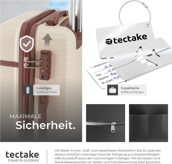 tectake® 13-TLG. Koffer Set mit Reisetasche, Koffer & Trolleys, Reisekoffer mit Rollen, Kofferset mi