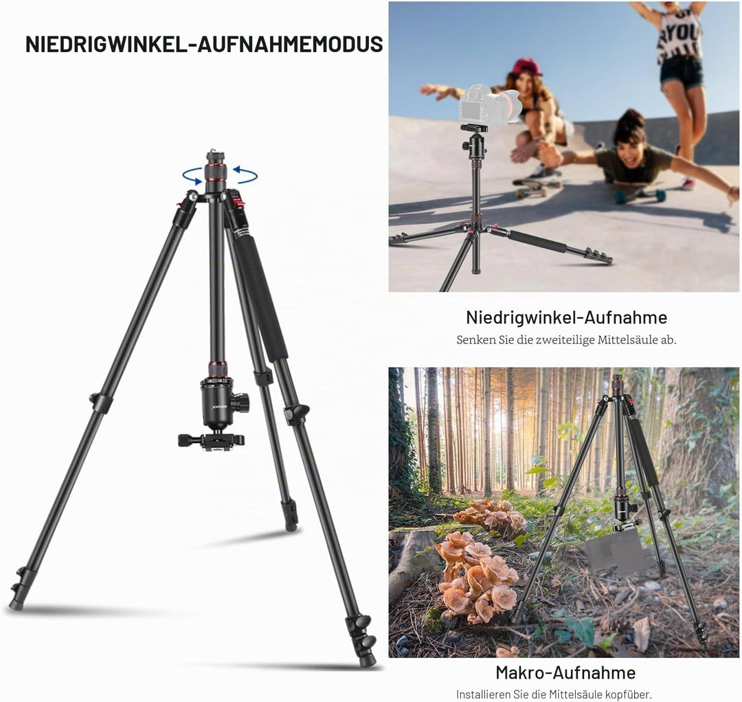 NEEWER 195,6cm Kamera Stativ Einbeinstativ mit Handyhalter, tragbares Reisestativ mit Fernbedienung