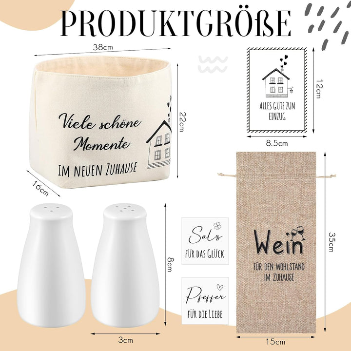 Sinmoe Einzugsgeschenke Haus Set Hochzeitsgeschenk für Brautpaar Brotkorb Salz- und Pfefferstreuer J