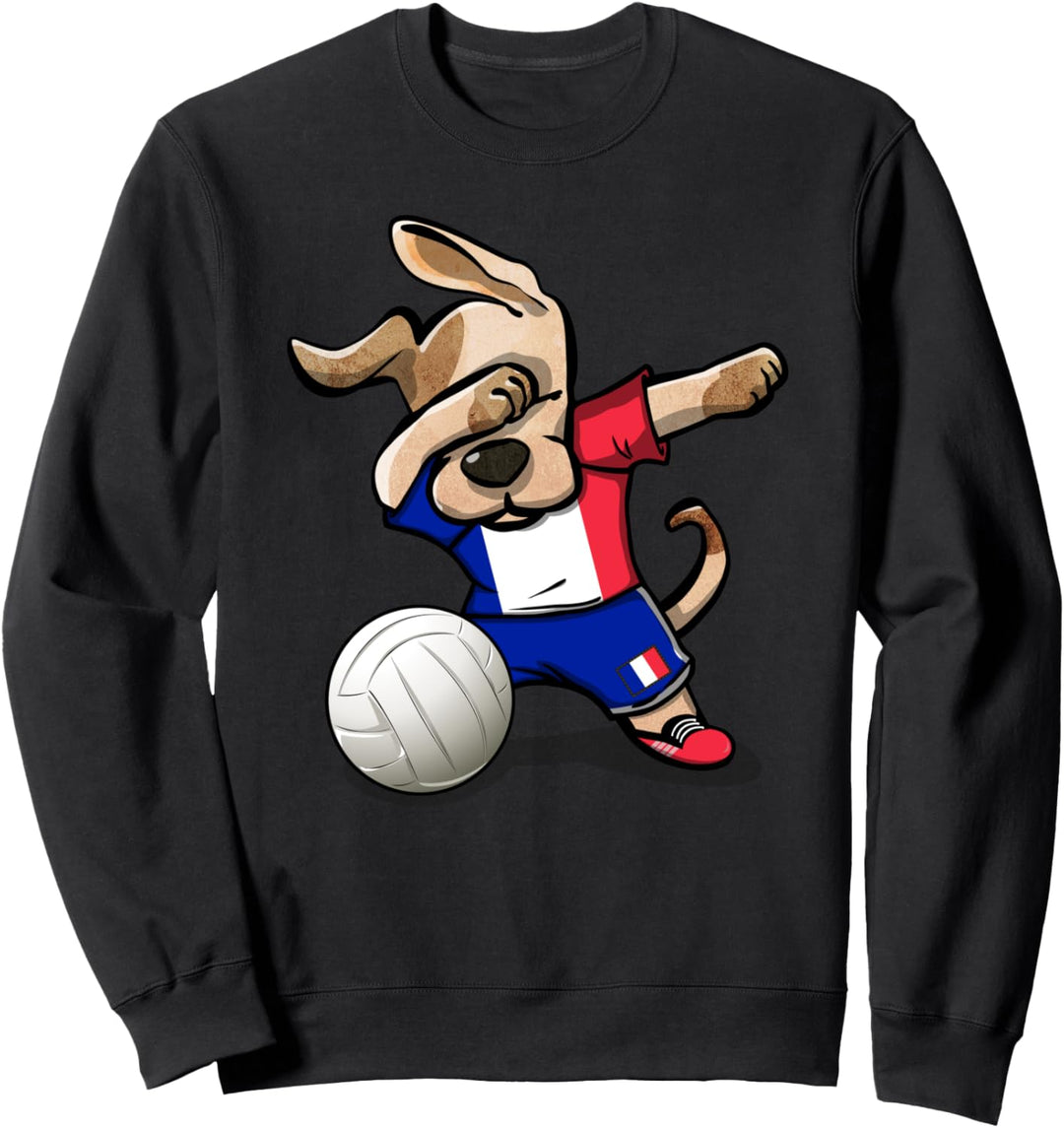 Tupfender Hund Dog Frankreich Volleyball Französische Flagge Sweatshirt