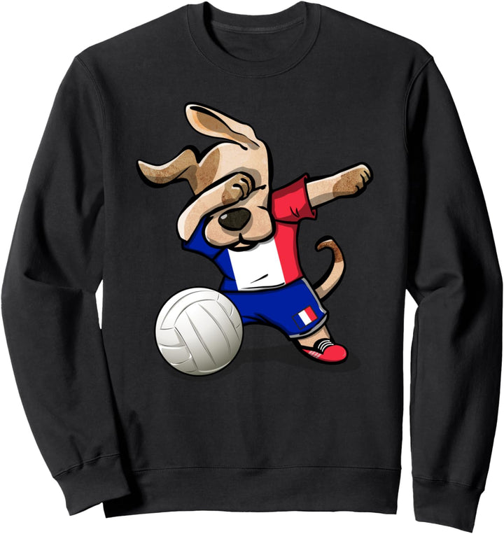 Tupfender Hund Dog Frankreich Volleyball Französische Flagge Sweatshirt