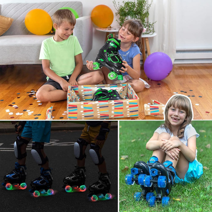 Nattork Kinder Rollschuhe für Jungen Mädchen, 4 Grössen Verstellbare Quad Skates, Roller Skates mit