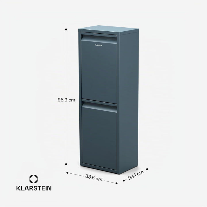 Klarstein Mülleimer 2 Fächer - 36 L Trennsystem, Edelstahl, Wandmontage, Geruchsverschluss, Kompakt