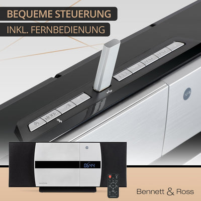 Bennett & Ross Ålesund Vertikal Stereoanlage - HiFi Microanlage mit CD-Player, MP3, UKW-Funktion, US