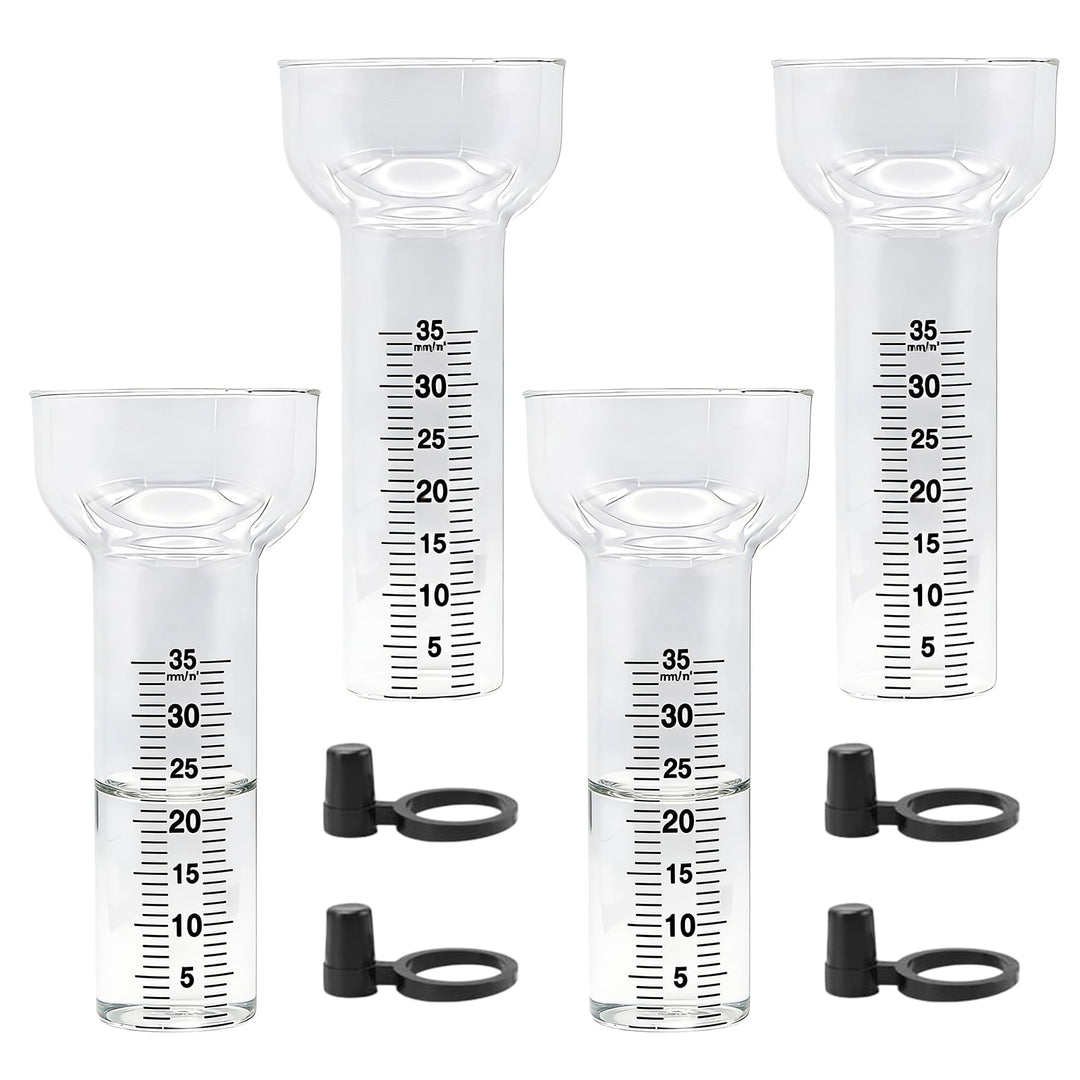 4 Stück Regenmesser Ersatzglas mit Halterung, Munddurchmesser 8 cm Regenmesser Ersatzglas, Trichterf