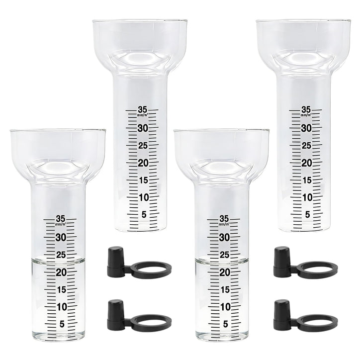 4 Stück Regenmesser Ersatzglas mit Halterung, Munddurchmesser 8 cm Regenmesser Ersatzglas, Trichterf