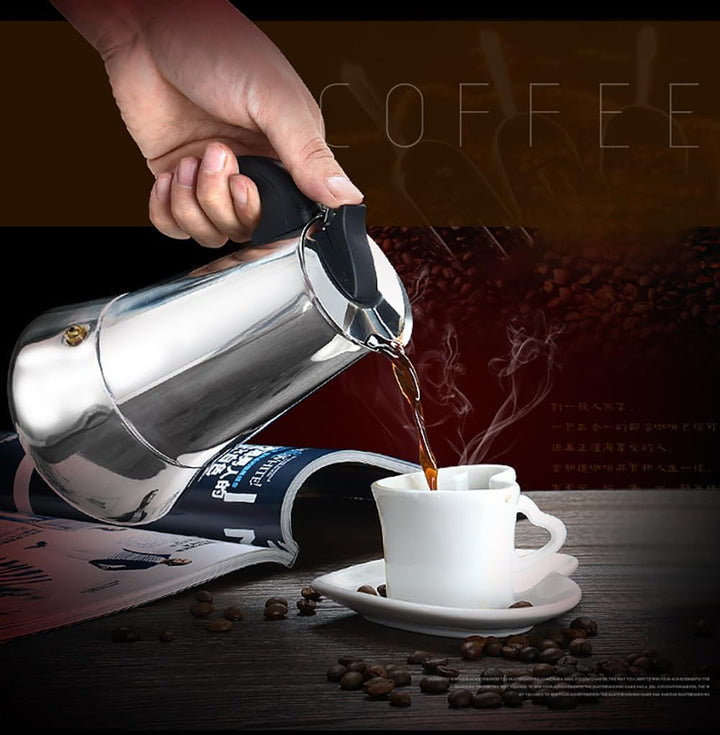 Espressokocher, Edelstahl Espressokocher für die Herdplatte, Italienische Kaffeekocher, Kaffeekocher
