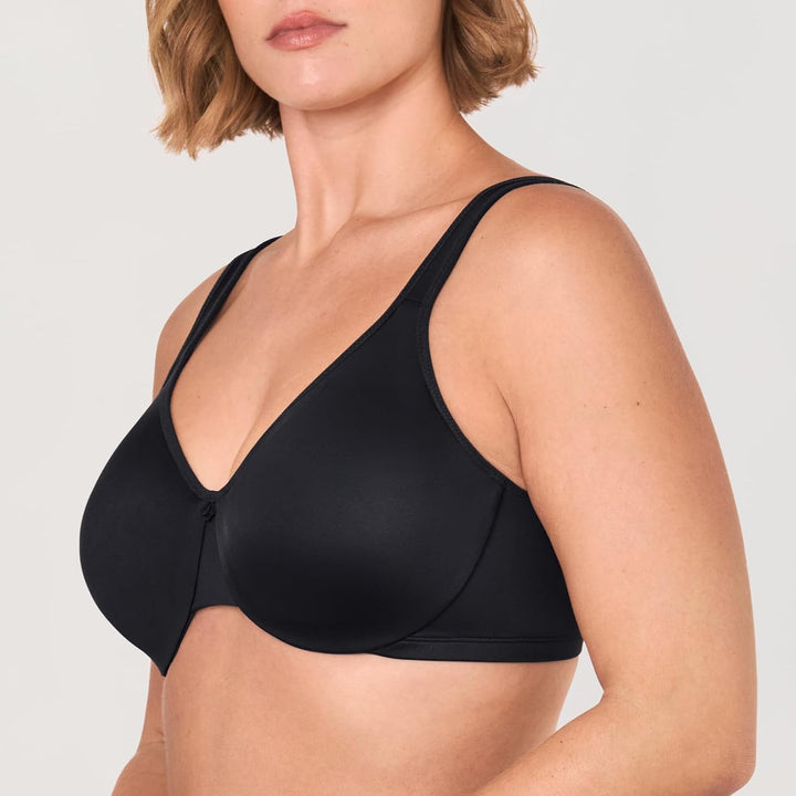 DELIMIRA Damen Minimizer BH mit Bügel Comfy Tshirt BHS Grosse Brüste Bequem Ungefüttert 70B Schwarz,