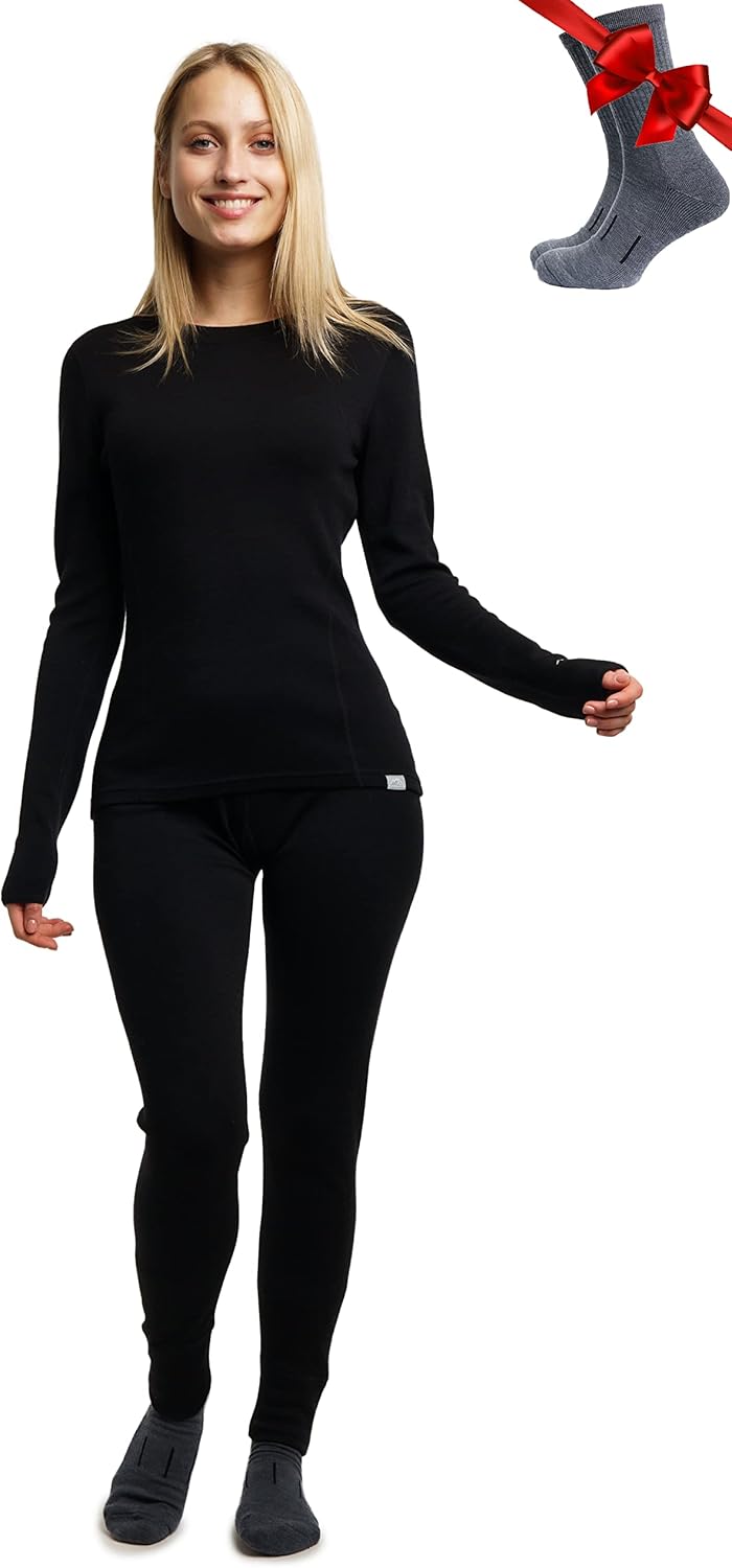 Merino.tech 100% Merino Unterwäsche Damen Set - Leicht, Mittelgewicht, Funktionsunterwäsche Merinowo
