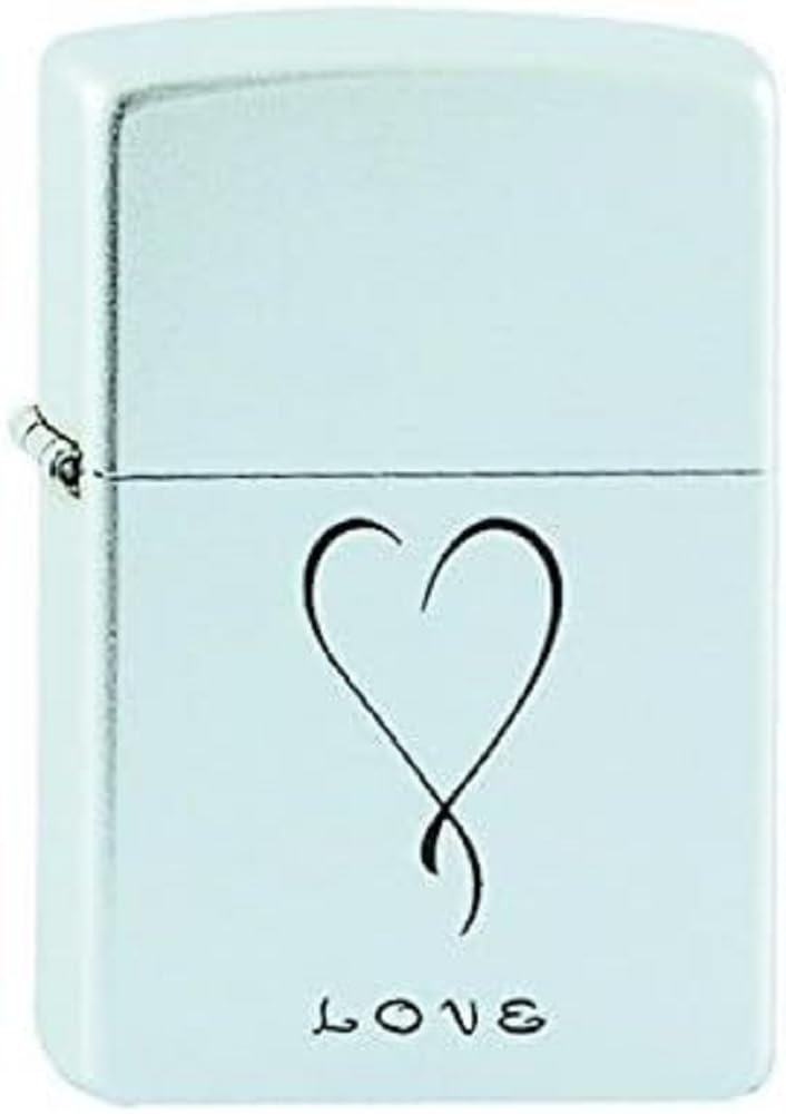 Zippo Feuerzeug 60001335 Love Benzinfeuerzeug, Messing, Satin Chrome, 1 x 3,5 x 5,5 cm, 23, 1 x 3,5