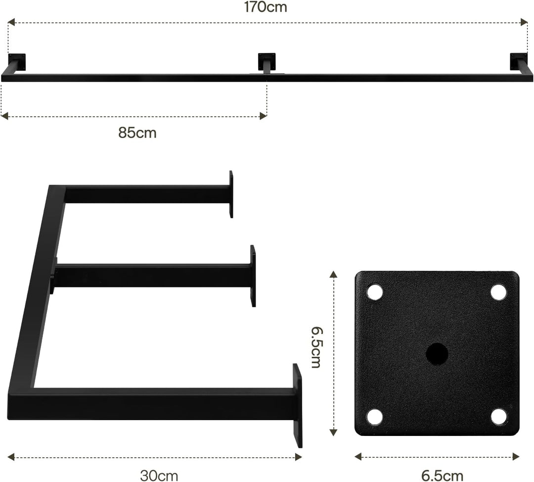 eSituro Kleiderstange Wandmontage, Garderobe Rohr industrial, für Flur Küche Wohnzimmer Badezimmer,