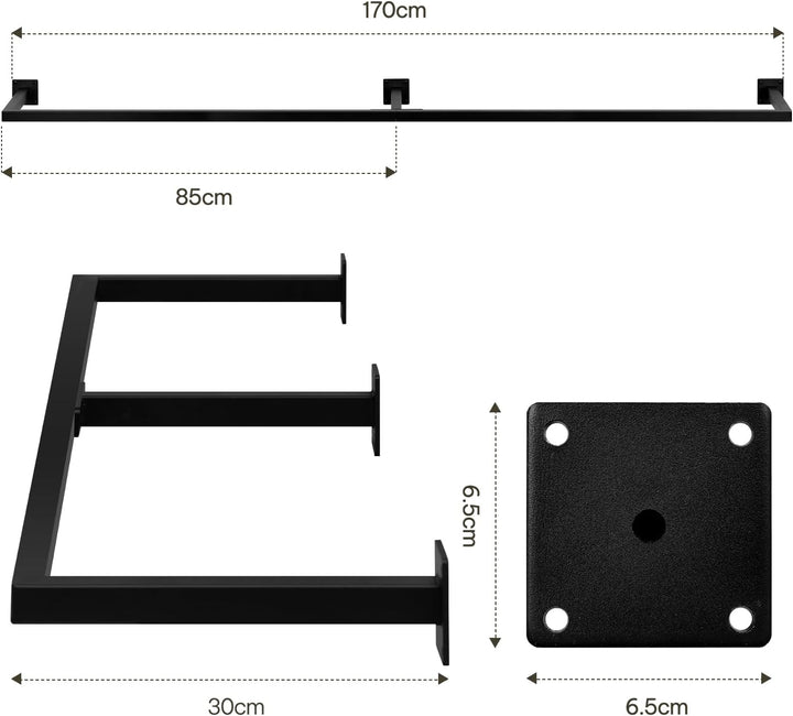 eSituro Kleiderstange Wandmontage, Garderobe Rohr industrial, für Flur Küche Wohnzimmer Badezimmer,