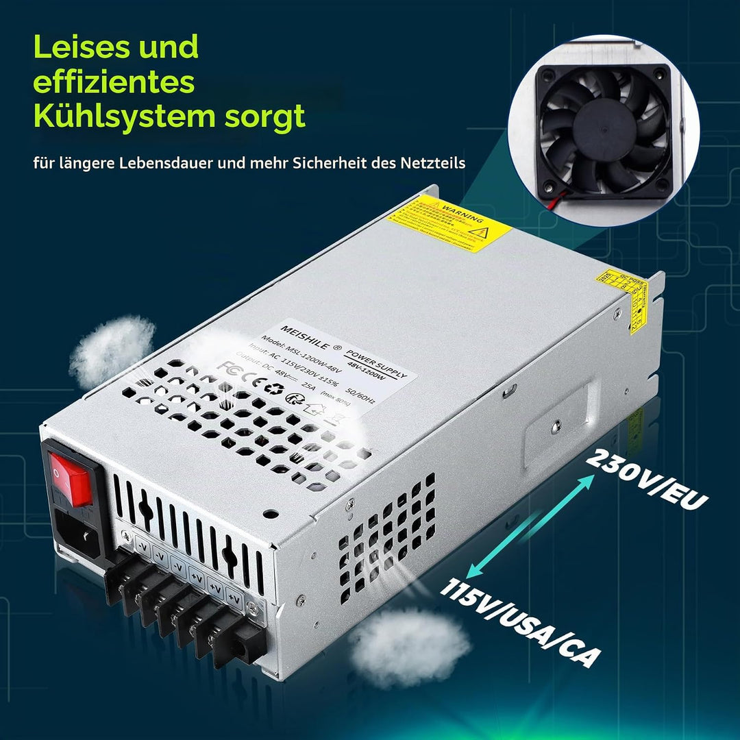 MEISHILE 12V 50A 600W Netzteil Schaltnetzteile Stromversorgung AC to DC Transformator für LED Licht