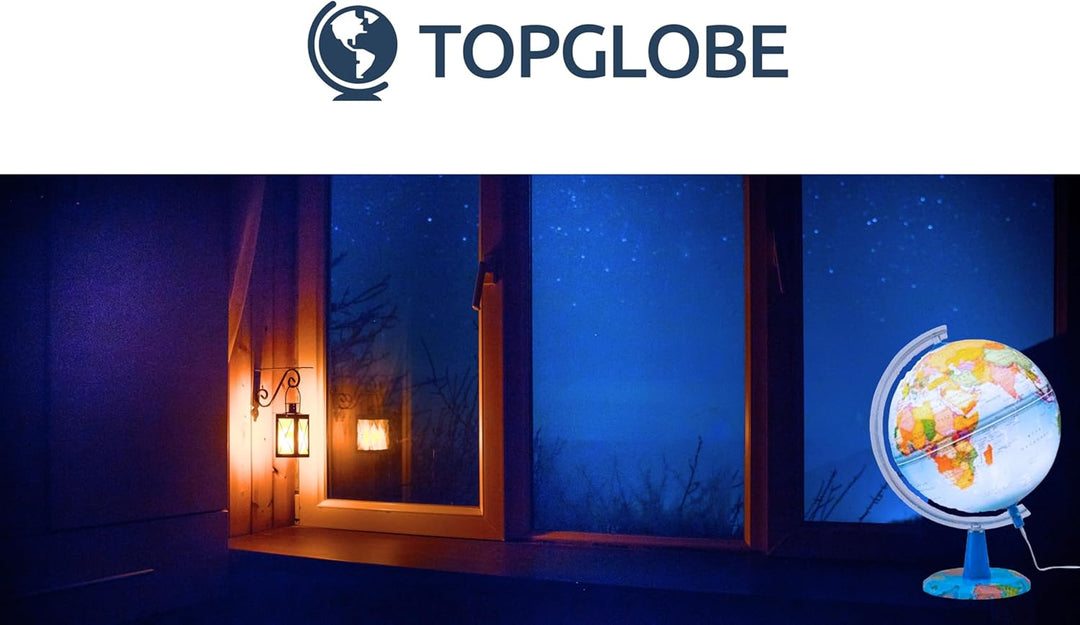 Topglobe TOPGLOBE Beleuchteter Globus 20 cm – französische Karte – moderne politische Globe – Dekora