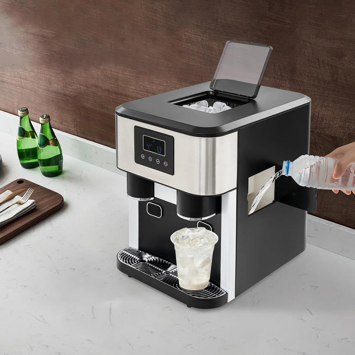 ‌3-in-1 Eismaschine mit Crushed Ice & Kaltwasser, 600g/16 Eiswürfel, 7-9 Min Schnellbereitung, LCD-D