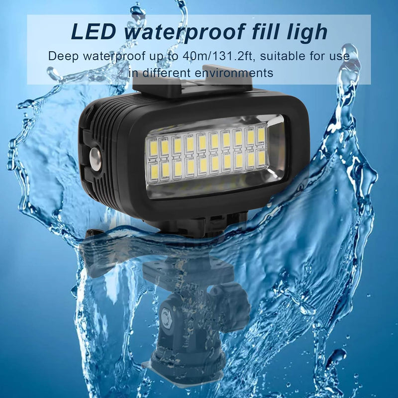 LED Tauchlicht, 40m Unterwasserfotografie Fülllicht wasserdichte Tauchkamera LED Videolicht 5500K