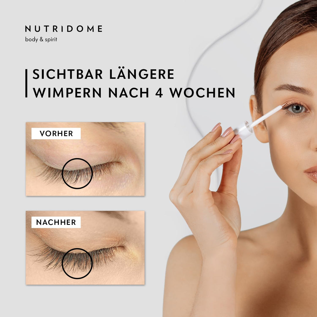 NUTRIDOME Wimpernserum 3ml für ein Starkes und Schneller Wimpernwachstum, Wimpernverlängerung, Wimpe