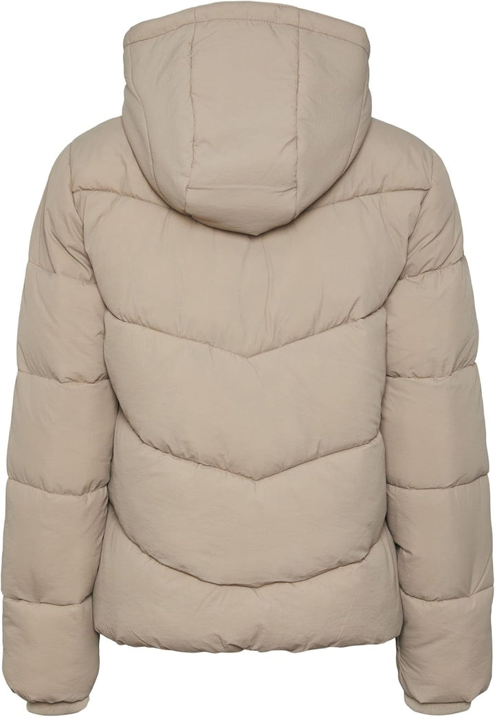 PIECES Short Puffer Jacket S Silver Mink, S Silver Mink