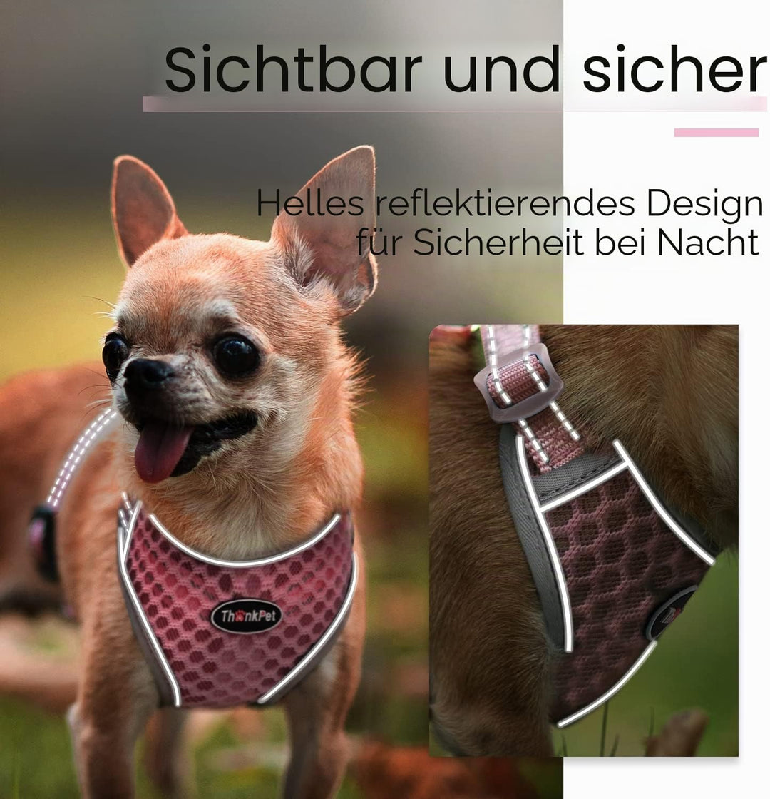 ThinkPet No-Pull Hundegeschirr Leine Set, Atmungsaktiv Brustgeschirr für Kleine Mittlere Grosse Hund