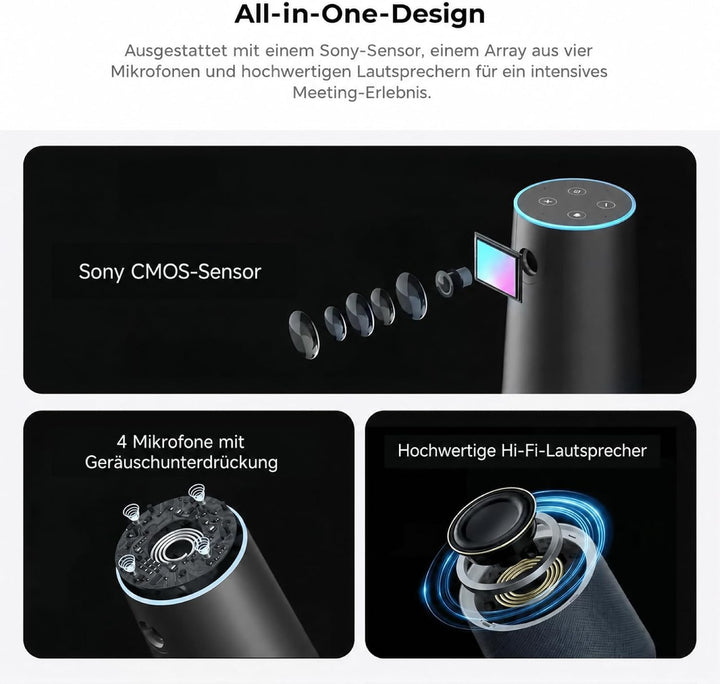 Nuroum C40(2nd Gen) 4K Videokonferenz-Webcam mit Mikrofon und Lautsprecher, 8MP CMOS Sensor,5X Zoom,