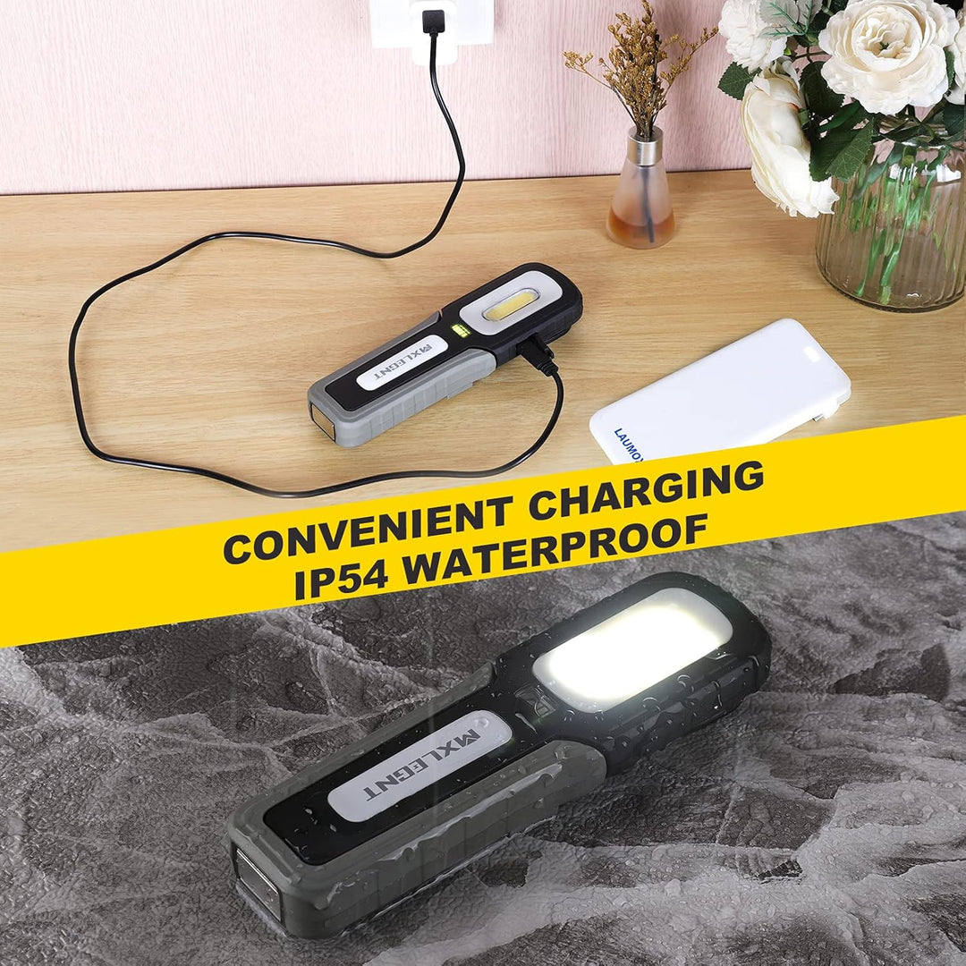 MXLEGNT LED Arbeitsleuchte Taschenlampe Arbeitslamp: Aufladbar 20W COB Inspektionsleuchten Werkstatt