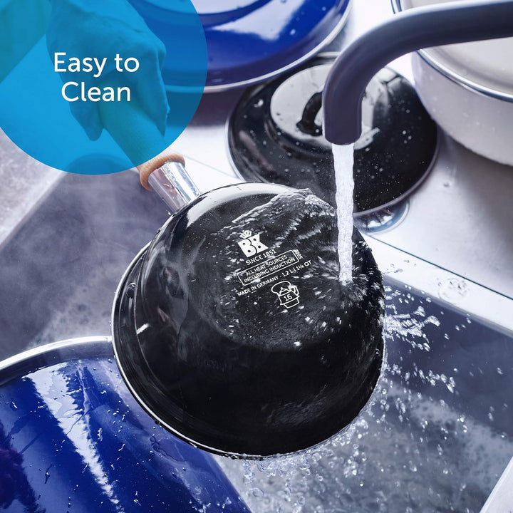 BK Indigo Holländisches Erbe Emaillierter Kochtopf mit Deckel mit PFAS-Freier Keramik-Antihaftbeschi