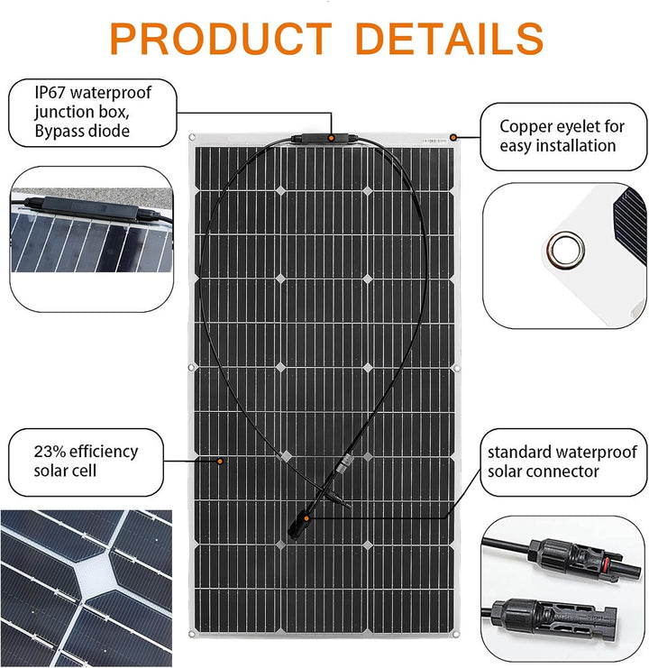 Aysolar 100 Watt 12 Volt Solarpanel Flexibel Kit Monokristallines Flexibel Fotovoltaik Solarmodul mi