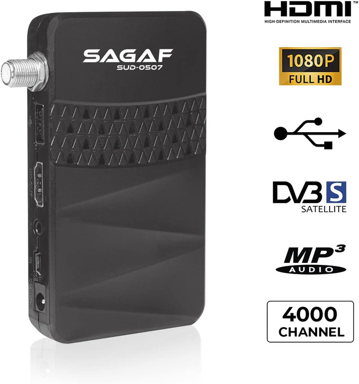 LEYF & Sagaf SUD-0507 Mini Sat Receiver - DVB-S2 - Satelliten Receiver - Full HD 1080p Digital Recei