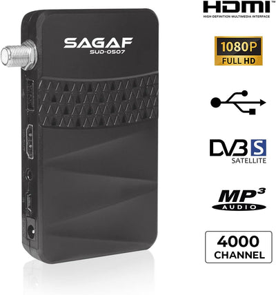 LEYF & Sagaf SUD-0507 Mini Sat Receiver DVB-S2 Full HD 1080p Digital Receiver (HDTV, Scart, USB), SU