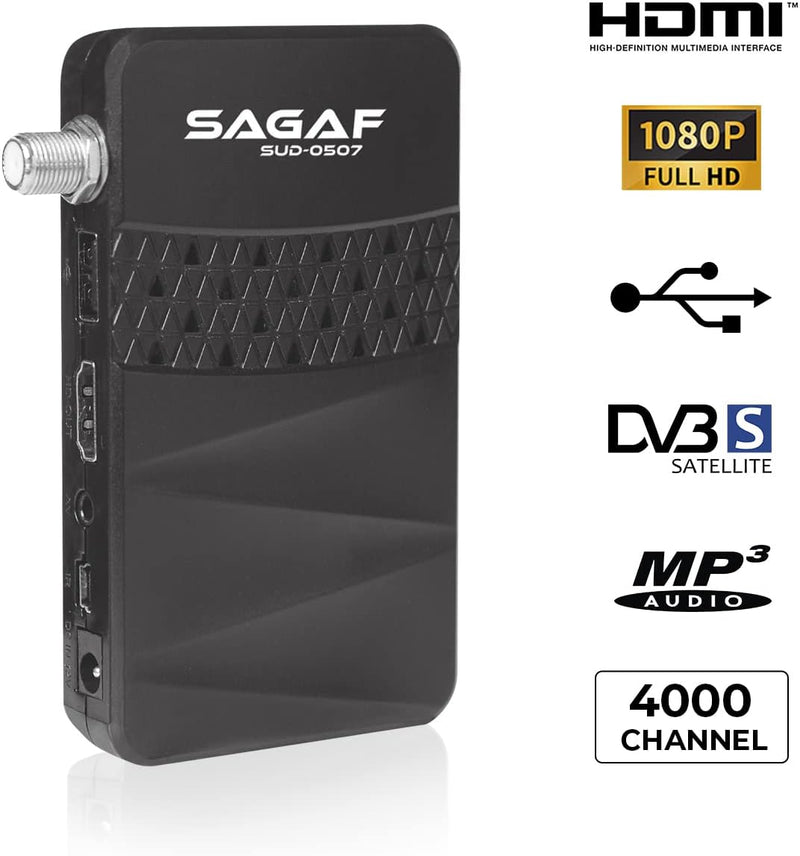 LEYF & Sagaf SUD-0507 Mini Sat Receiver DVB-S2 Full HD 1080p Digital Receiver (HDTV, Scart, USB), SU