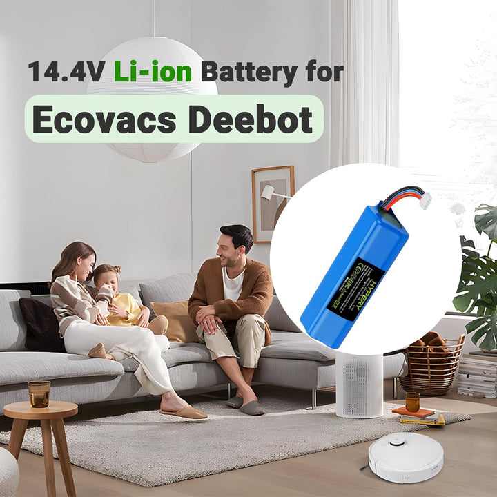 14.4V 6000mAh Ersatz Li-ion Akku für Staubsauger Akku Ecovacs Deebot T8/T8+/T9/T9+, für Deebot Ozmo