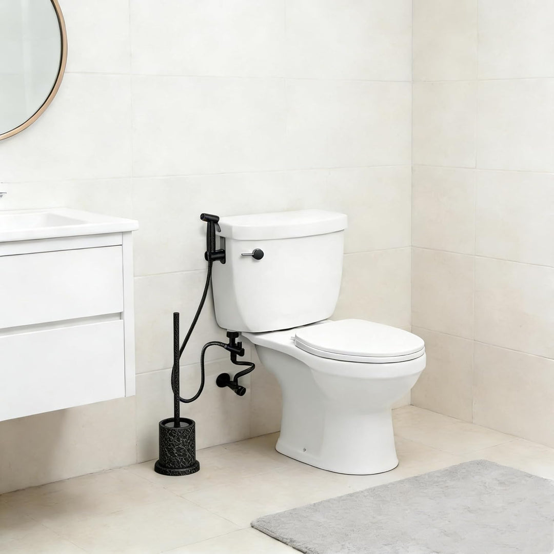 Bidet Handbrause Set für Bidet-Toilette – Edelstahl Robuste WC Brause Set mit Halterung T-Adapter &