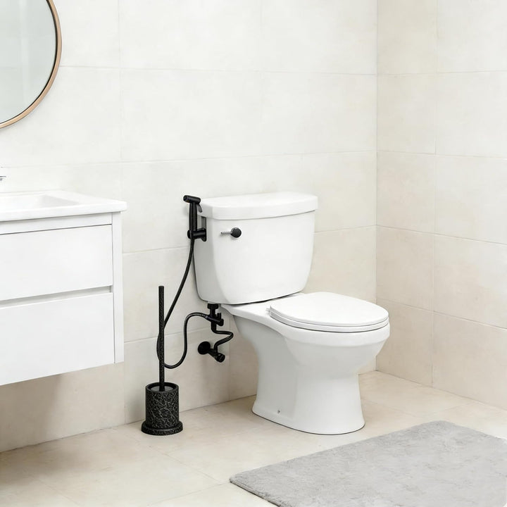 Bidet Handbrause Set für Bidet-Toilette – Edelstahl Robuste WC Brause Set mit Halterung T-Adapter &