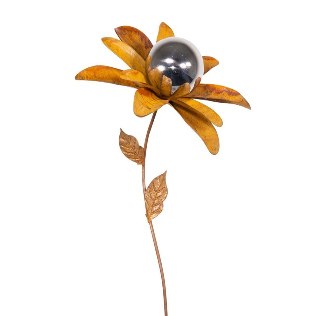 CIM Rost Gartenstecker Gartendeko - Edelrostblume Mirror Margerite S - Abmessung: 23x23x94cm - oxidi