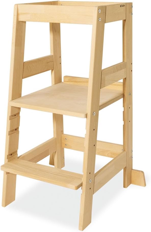 PINOLINO Fino Lernturm - Höhenverstellbarer Kinderhocker ab 1 Jahr – Kinder Tritthocker aus massiver