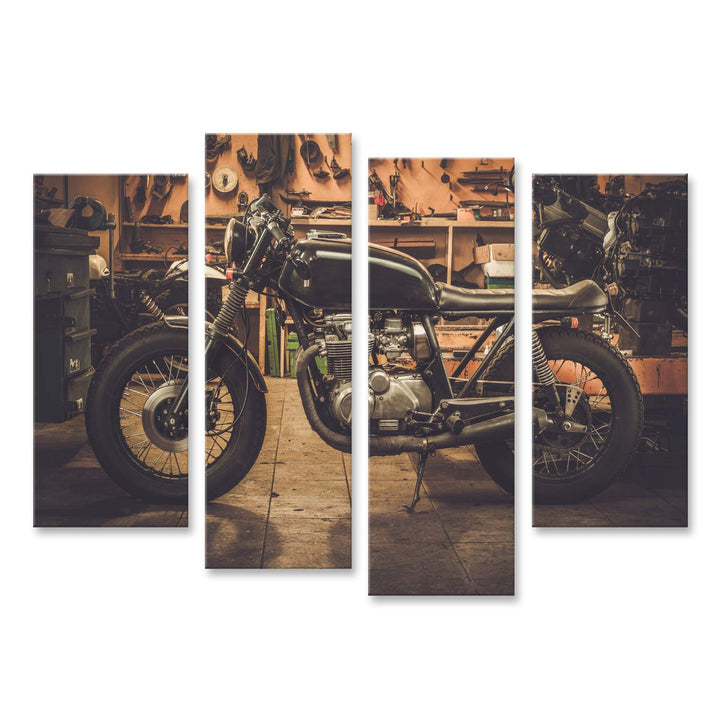 islandburner Bild auf Leinwand Vintage Style Cafe Racer Motorrad Customs Garage Bilder Wandbilder Po