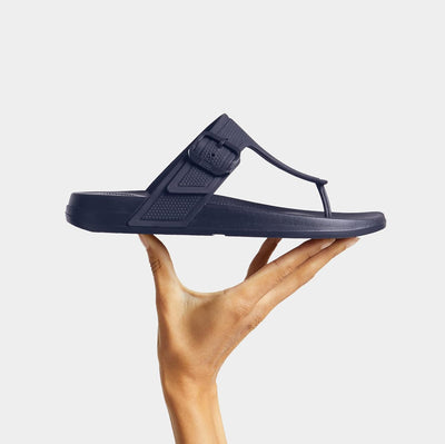 Fitflop Damen Iqushion Zehensteg Flache Sandale 38 EU Midnight Navy Marineblau, 38 EU Midnight Navy